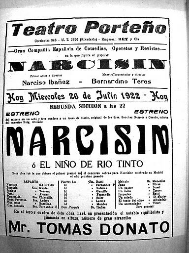 El Niño de Río Tinto, obra estrenada en julio de 1922